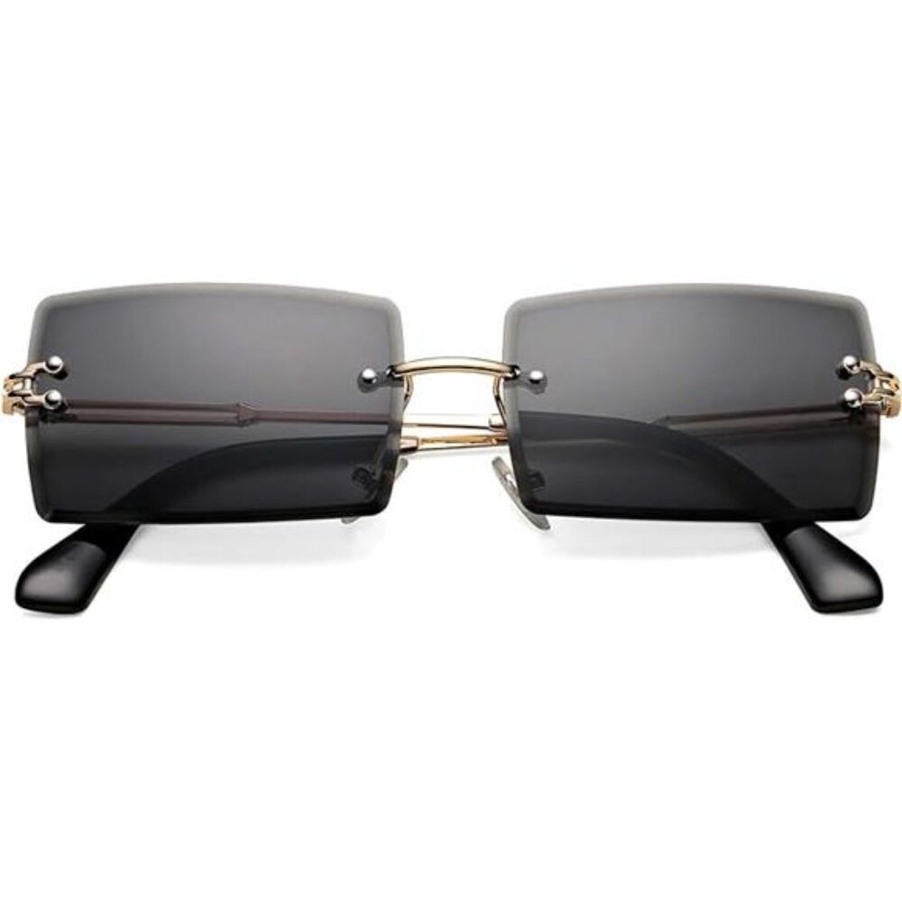 Rectangle Sunglasses Small Rimless Square Shade E… - image 5